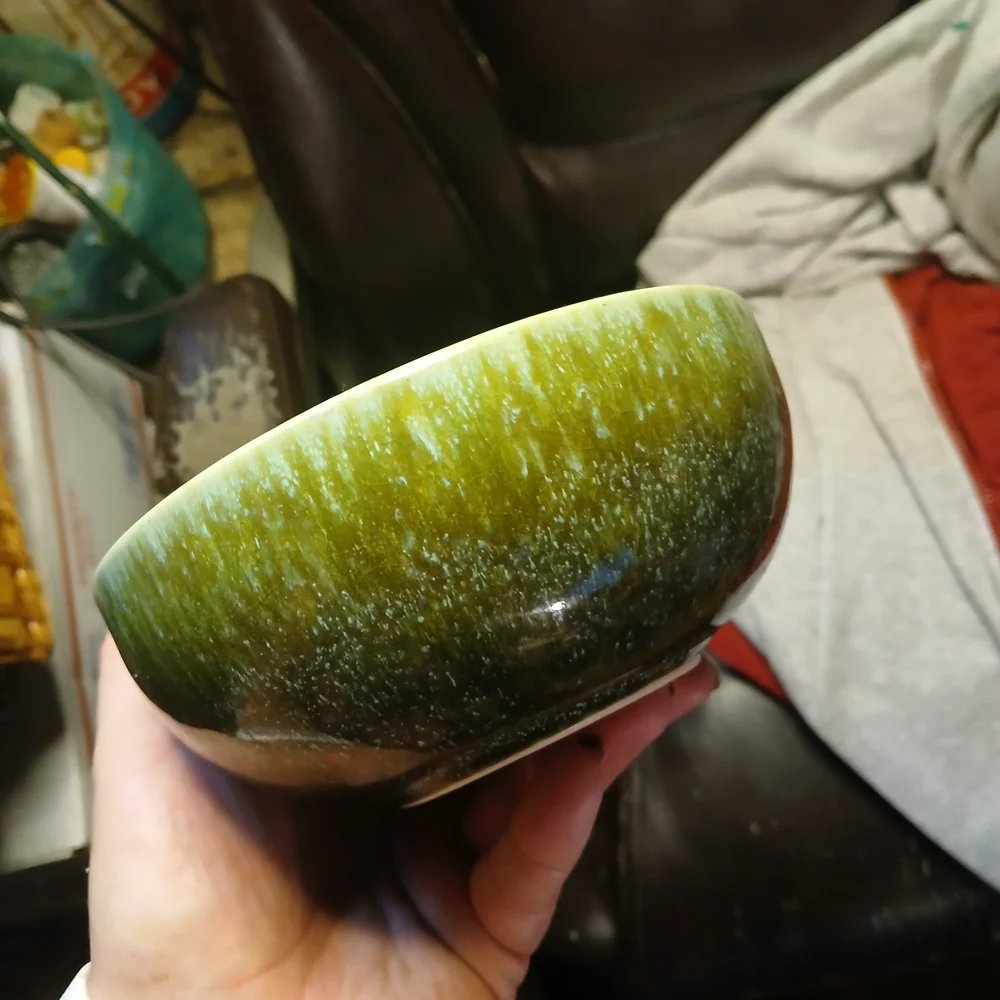 Williams Sonoma Olive Green Ceramic Bowl